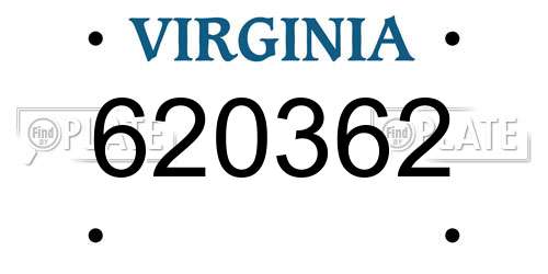 620362 Virginia License Plate