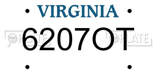 6207OT Virginia License Plate
