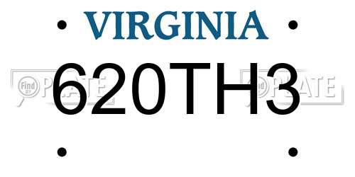 620TH3 Virginia License Plate