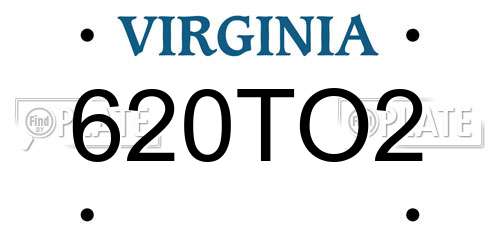 620TO2 Virginia License Plate