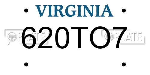 620TO7 Virginia License Plate