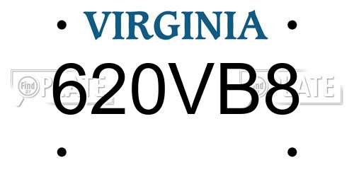 620VB8 Virginia License Plate