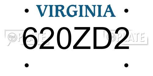 620ZD2 Virginia License Plate