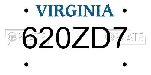 620ZD7 Virginia License Plate