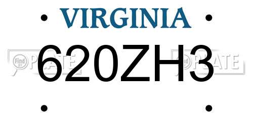 620ZH3 Virginia License Plate