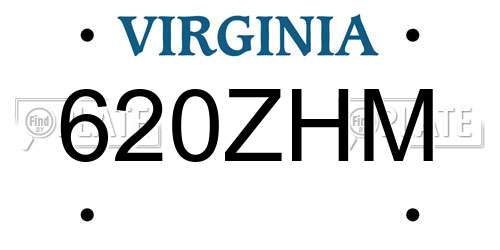 620ZHM Virginia License Plate