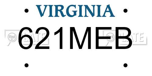 621MEB Virginia License Plate