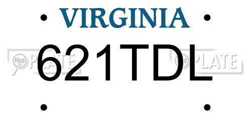 621TDL Virginia License Plate
