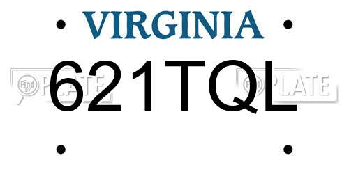 621TQL Virginia License Plate