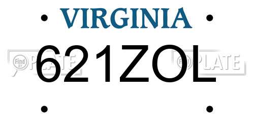 621ZOL Virginia License Plate