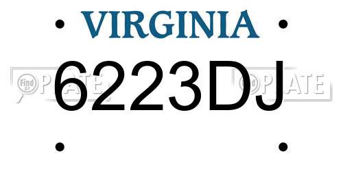 6223DJ Virginia License Plate