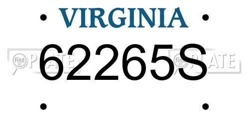 62265S Virginia License Plate