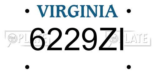 6229ZI Virginia License Plate