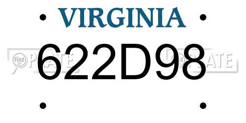 622D98 Virginia License Plate
