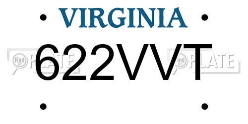 622VVT Virginia License Plate