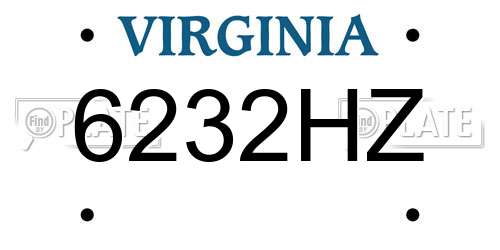 6232HZ Virginia License Plate