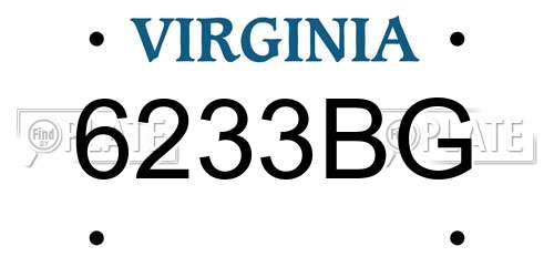 6233BG Virginia License Plate