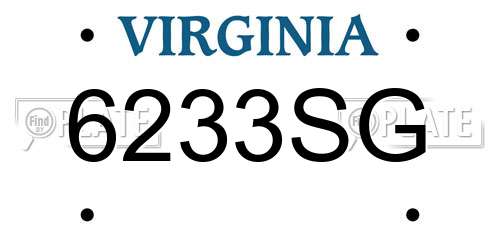 6233SG Virginia License Plate