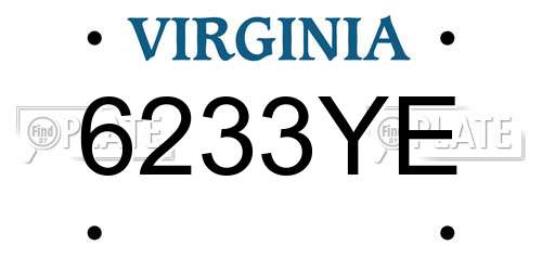 6233YE Virginia License Plate
