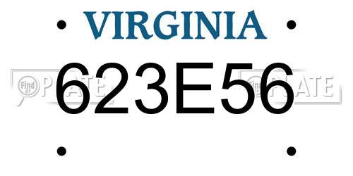 623E56 Virginia License Plate
