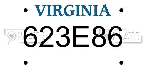 623E86 Virginia License Plate