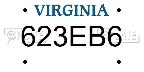 623EB6 Virginia License Plate