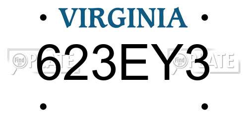 623EY3 Virginia License Plate