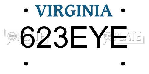 623EYE Virginia License Plate