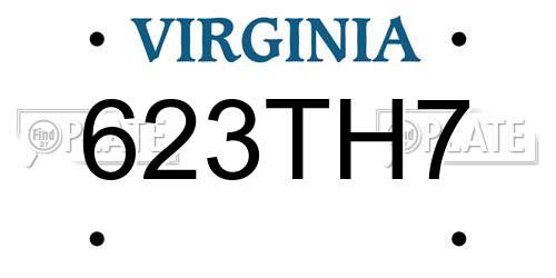 623TH7 Virginia License Plate