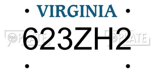 623ZH2 Virginia License Plate