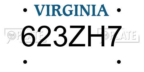 623ZH7 Virginia License Plate