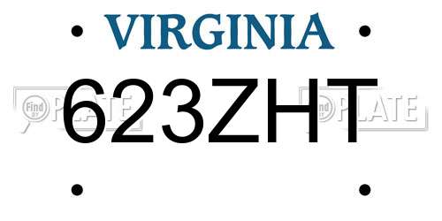 623ZHT Virginia License Plate