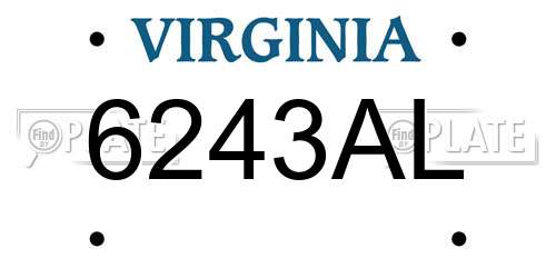 6243AL Virginia License Plate