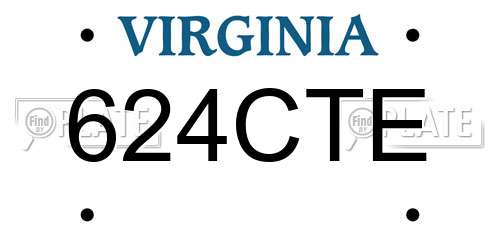 624CTE Virginia License Plate
