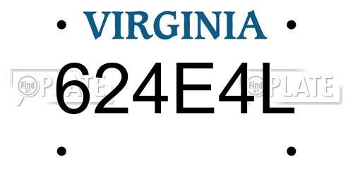 624E4L Virginia License Plate