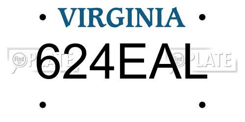 624EAL Virginia License Plate