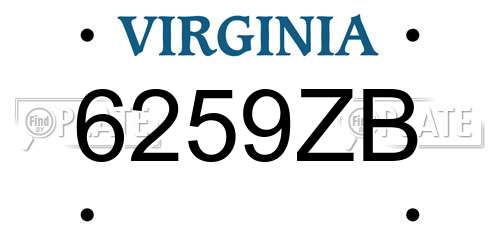 6259ZB Virginia License Plate