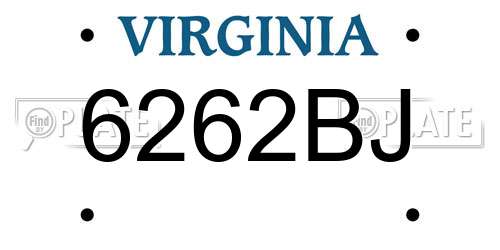 6262BJ Virginia License Plate