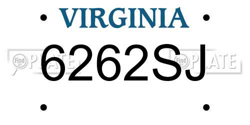 6262SJ Virginia License Plate