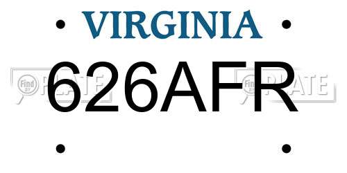626AFR Virginia License Plate