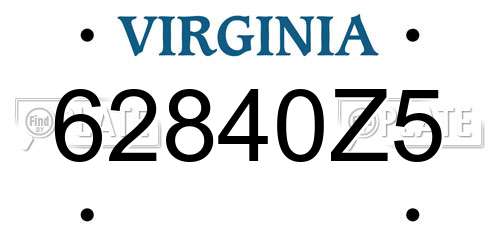 62840Z5 Virginia License Plate