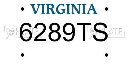 6289TS Virginia License Plate