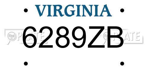 6289ZB Virginia License Plate