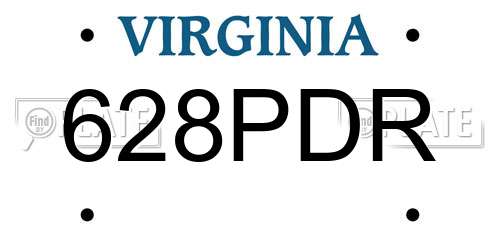 628PDR Virginia License Plate