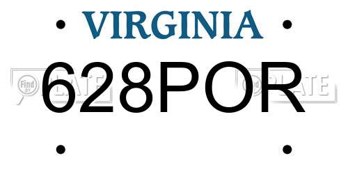 628POR Virginia License Plate