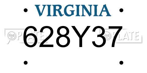 628Y37 Virginia License Plate