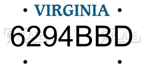 6294BBD Virginia License Plate