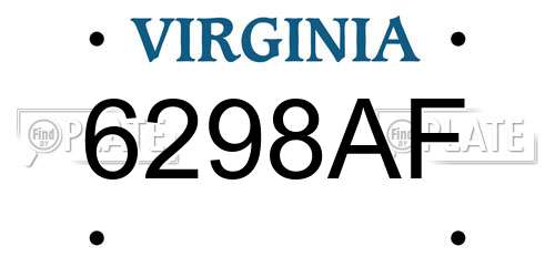 6298AF Virginia License Plate