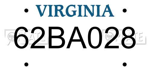 62BA028 Virginia License Plate