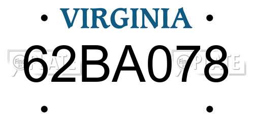 62BA078 Virginia License Plate